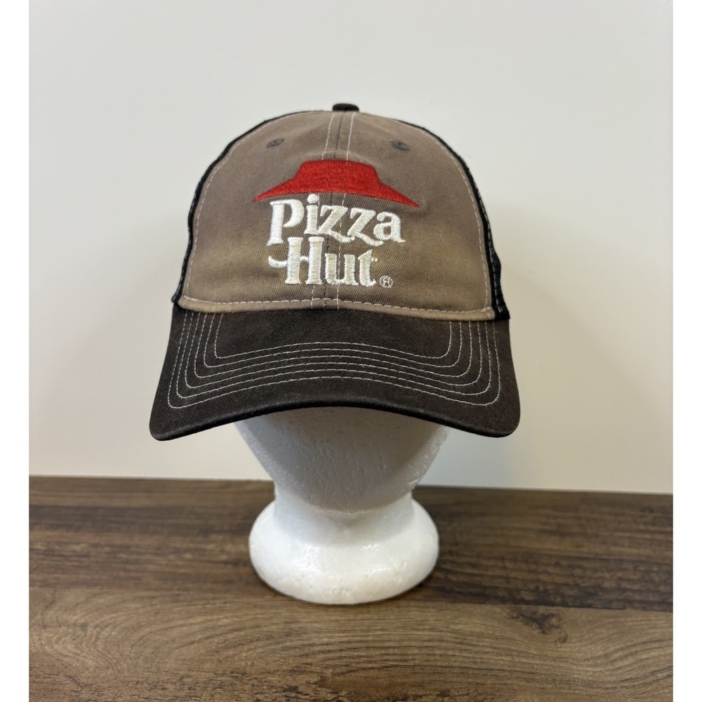 Vintage Pizza Hut Employee Trucker Hat Mesh Back Black Red Logo Cap Uniform